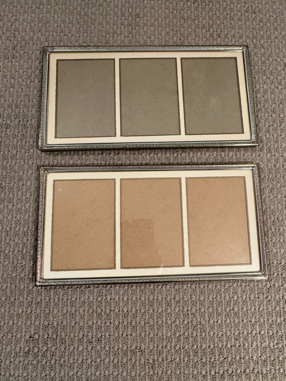 Pair of Vintage Triple-Opening Photo Frames with Detailed Edging